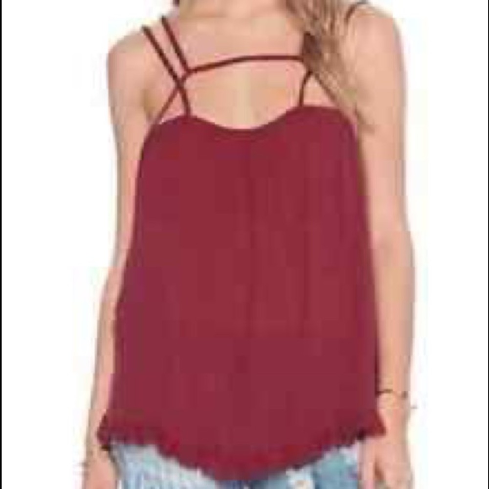 Free People Burgundy Strappy Top